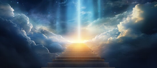 Heavenly staircase artwork glowing upward Copy space image Place for adding text or design