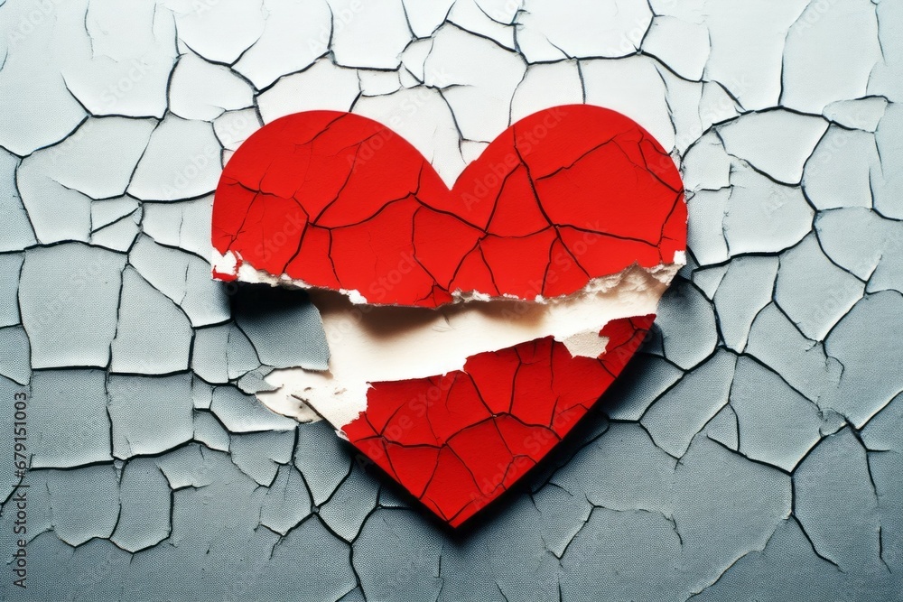 Poster abstraction on the theme of a broken heart. background with selective focus and copy space for text