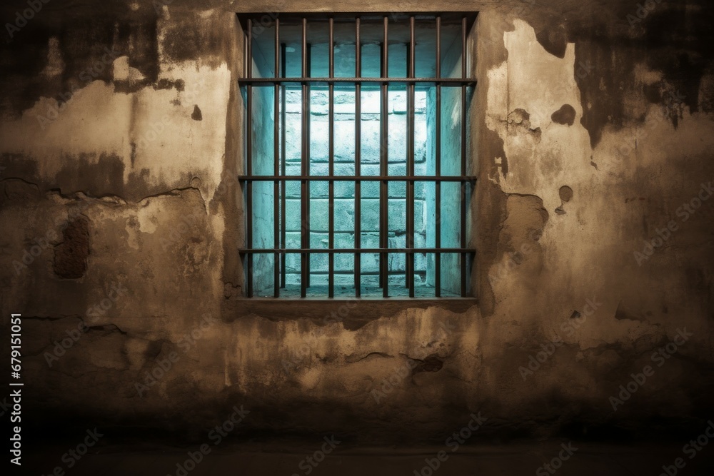 Aufkleber window of an old prison. background with selective focus and copy space