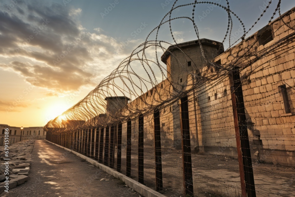 Poster old prison. background with selective focus and copy space