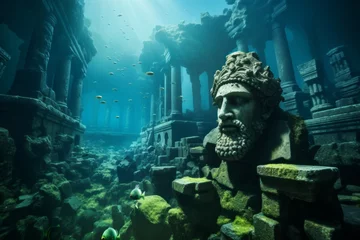 Papier Peint photo autocollant Vieil immeuble Legendary Atlantis. The sunken continent of an ancient highly developed civilization. Underwater historical discoveries