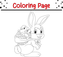 Cute little bunny coloring page. Easter coloring book for kids