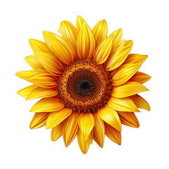 Sunflower with Green Leaves Isolated on Transparent or White Background, PNG