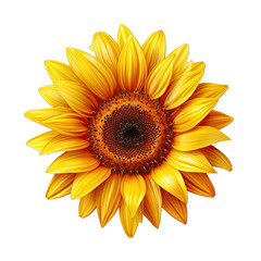 Fototapeta premium Sunflower with Green Leaves Isolated on Transparent or White Background, PNG
