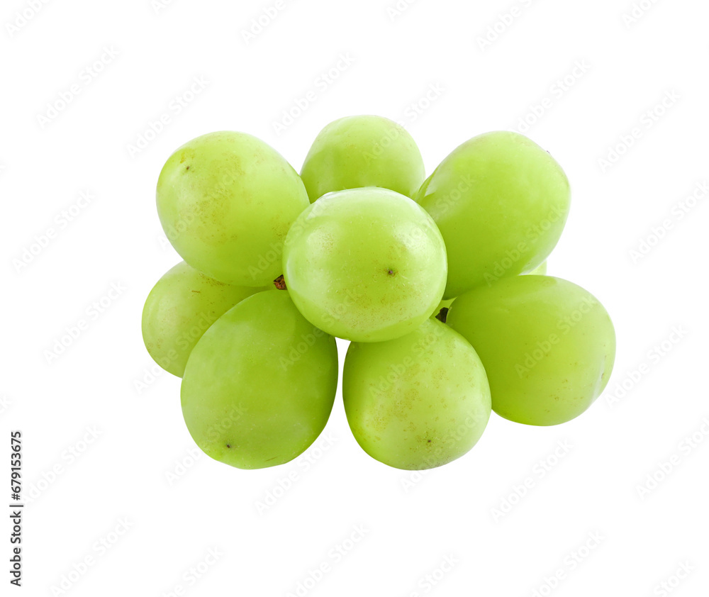 Wall mural seedless green grapes isolated on  transparent  png