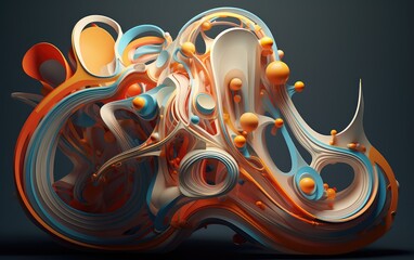 Abstract 3d render, A Journey Through Mesmerizing 3D Abstract Creations, With vibrant colors and beautiful backgrounds, Generative AI