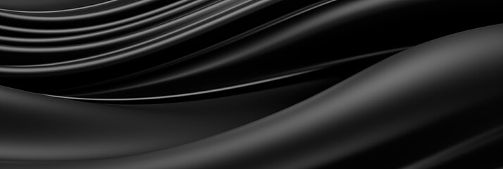 Abstract black fabric waves banner