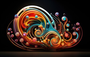 Abstract 3d render, A Journey Through Mesmerizing 3D Abstract Creations, With vibrant colors and beautiful backgrounds, Generative AI
