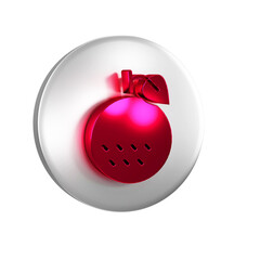 Red Orange fruit icon isolated on transparent background. Silver circle button.