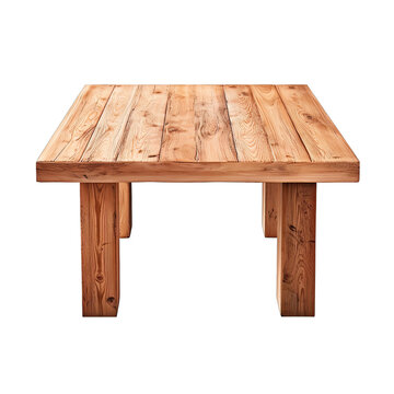 Wooden Table with Vertical Planks Isolated on Transparent or White Background, PNG