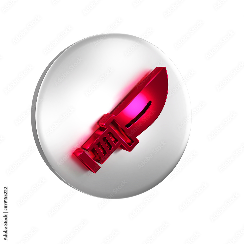 Poster red dagger icon isolated on transparent background. knife icon. sword with sharp blade. silver circl