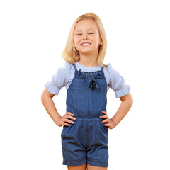 Happy, fashion and portrait of girl child with happiness, joy and excited with positive and...