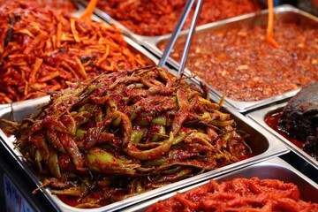 Kimchi spicy pepper in Gwangjang Market, Seoul