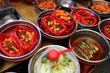 Kimchi selection in Seoul, South Korea