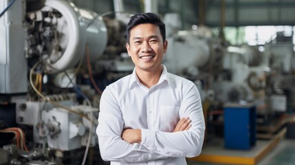 Portrait of smiling asian aerospace engineer