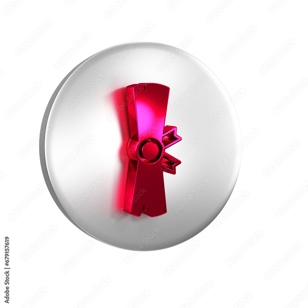 Poster red ancient papyrus scroll icon isolated on transparent background. parchment paper. ancient egypt s