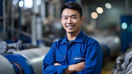 Portrait of smiling asian aerospace engineer