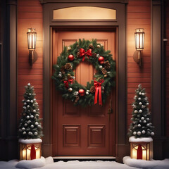 Fototapeta na wymiar decorated christmas door