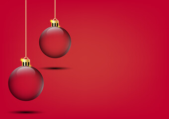 Red background illustration with red Christmas balls
