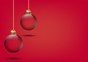 Red background with christmas balls vector image