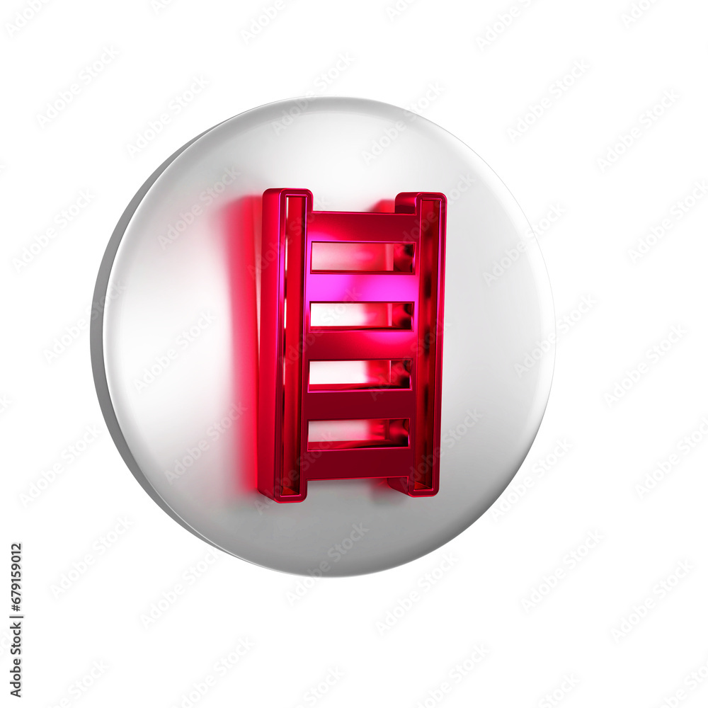 Poster red fire escape icon isolated on transparent background. pompier ladder. fireman scaling ladder with