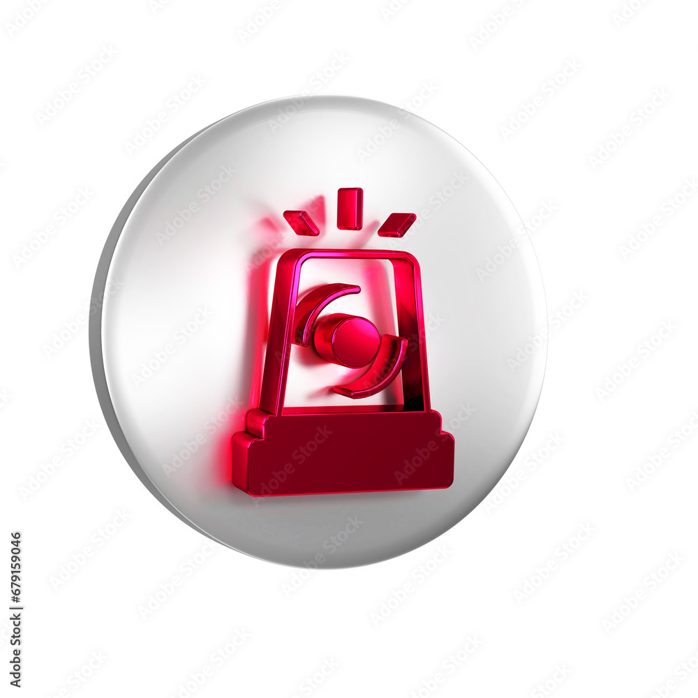 Poster red flasher siren icon isolated on transparent background. emergency flashing siren. silver circle b