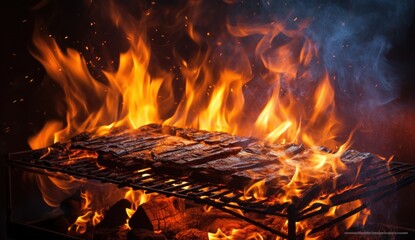 grill with fire.