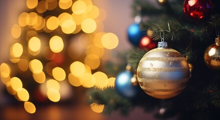 christmas tree with colorful ornaments and baubles on it