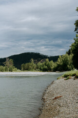 Katun river in Altai mountains, mount stream flow, beautiful nature of Altay