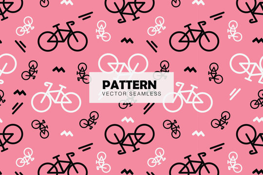 Bicycle geometric line shapes seamless repeat pattern