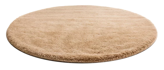 Foto auf Glas High-quality, plush beige round carpet with a detailed soft texture, perfect for modern home interiors, on transparent background. Cut out home decor. Front view. PNG © Kassiopeia 