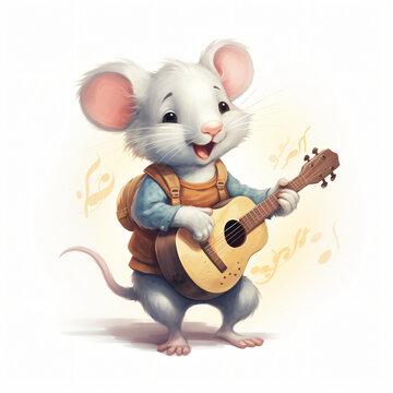 Rat playing music cute mice animal play guitar music