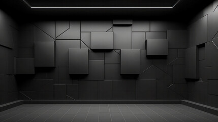 Black, dark, and gray abstract cement wall and studio room, interior texture for display products, wall background, Room Hangar Parking Car Showroom