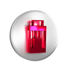 Red Vape mod device icon isolated on transparent background. Vape smoking tool. Vaporizer Device. Silver circle button.