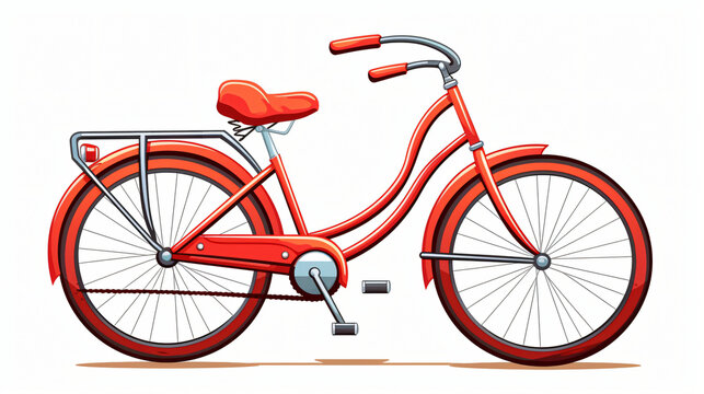 Red bicycle cartoon isolated on white background