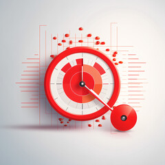 Red dart target icon with graph Marketing time concept