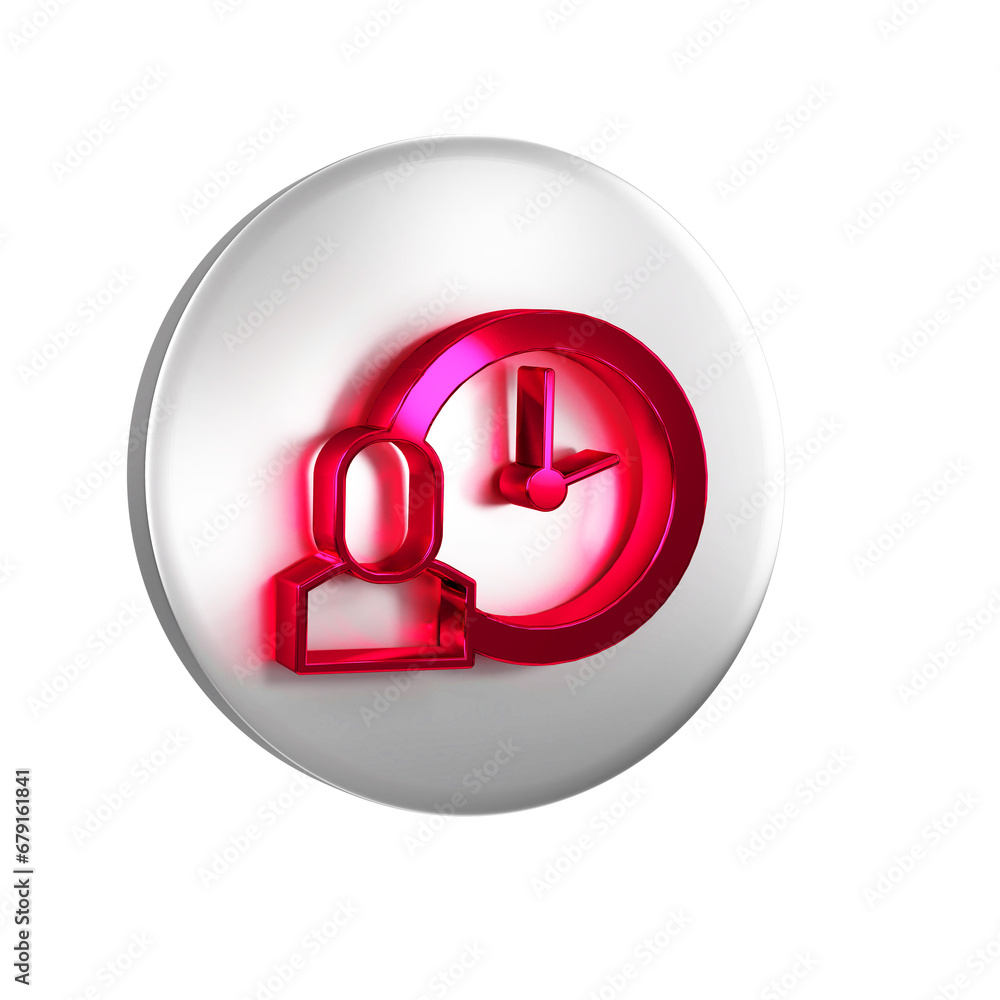 Poster red work time icon isolated on transparent background. office worker. working hours. business briefc