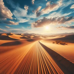 sunset over the desert Generative Ai