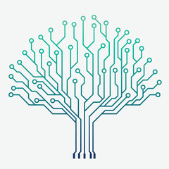 Circuit technology tree on white background. Computer engineering hardware system. Vector
