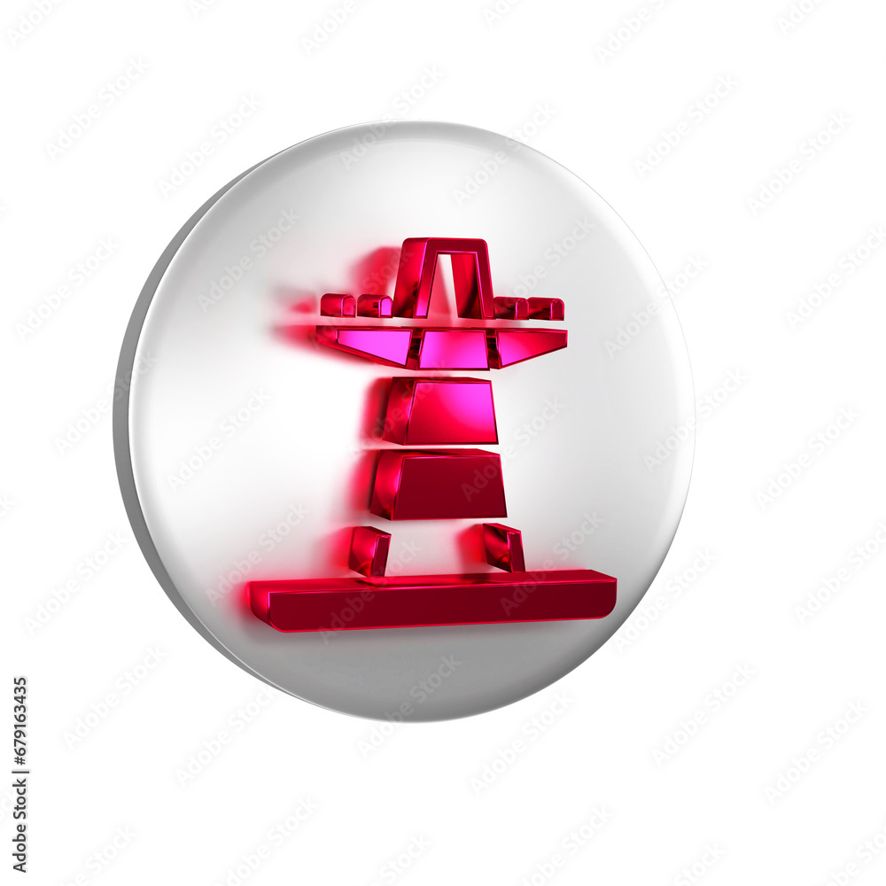 Poster red electric tower used to support an overhead power line icon isolated on transparent background. h