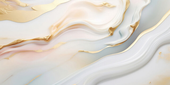 Fototapeta Peach Fuzz 2024 Marble pastel with gilding. Abstract Marble artwork mixed with buzzy geometric shapes for background of social media banner AI image.