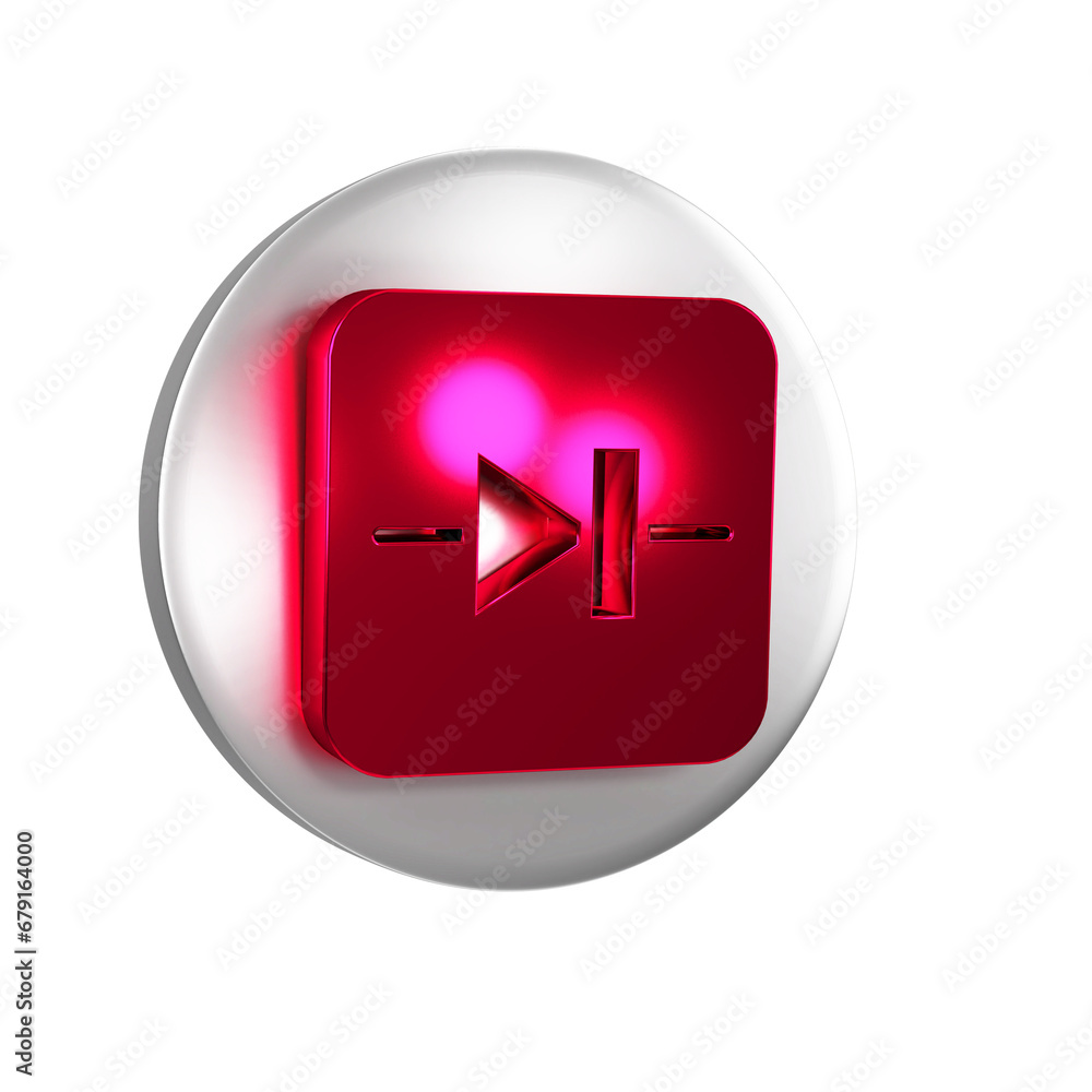 Poster red diode in electronic circuit icon isolated on transparent background. silver circle button.