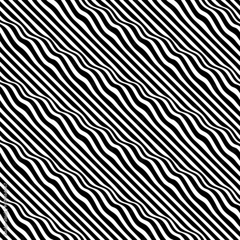 Aufkleber seamless pattern of black diagonal stripes creating the optical illusion of vibrating waves.