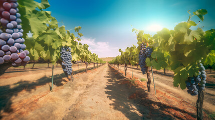 Naklejka premium illustration_of_wine_grape_vineyard_wine GENERATIVE AI 