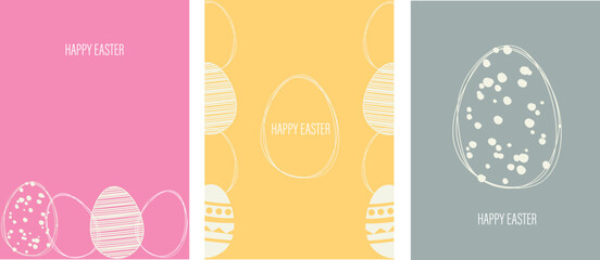 easter card with eggs set . flat minimalistic illustration modern style  - obrazy, fototapety, plakaty