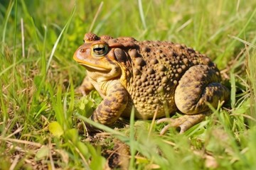 Obraz premium land dwelling toad in a grassy field