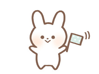 旗を振るうさぎ