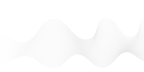 Abstract white and gray wave geometric Technology, data science frequency gradient lines on transparent background. Isolated on white background. black and white wavy stripes background.