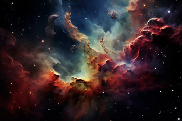 Fototapeta premium Bright cosmic nebula. Generative AI