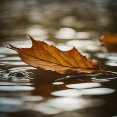 autumn leaves on water